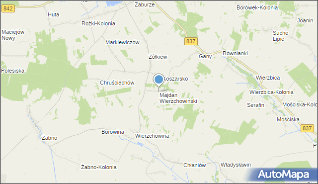 mapa Majdan Wierzchowiński, Majdan Wierzchowiński na mapie Targeo